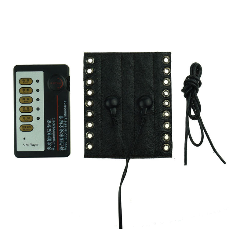 E-Stim Leather Cock Ring - Black - image 4