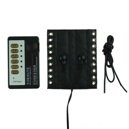 E-Stim Leather Cock Ring - Black - image 4