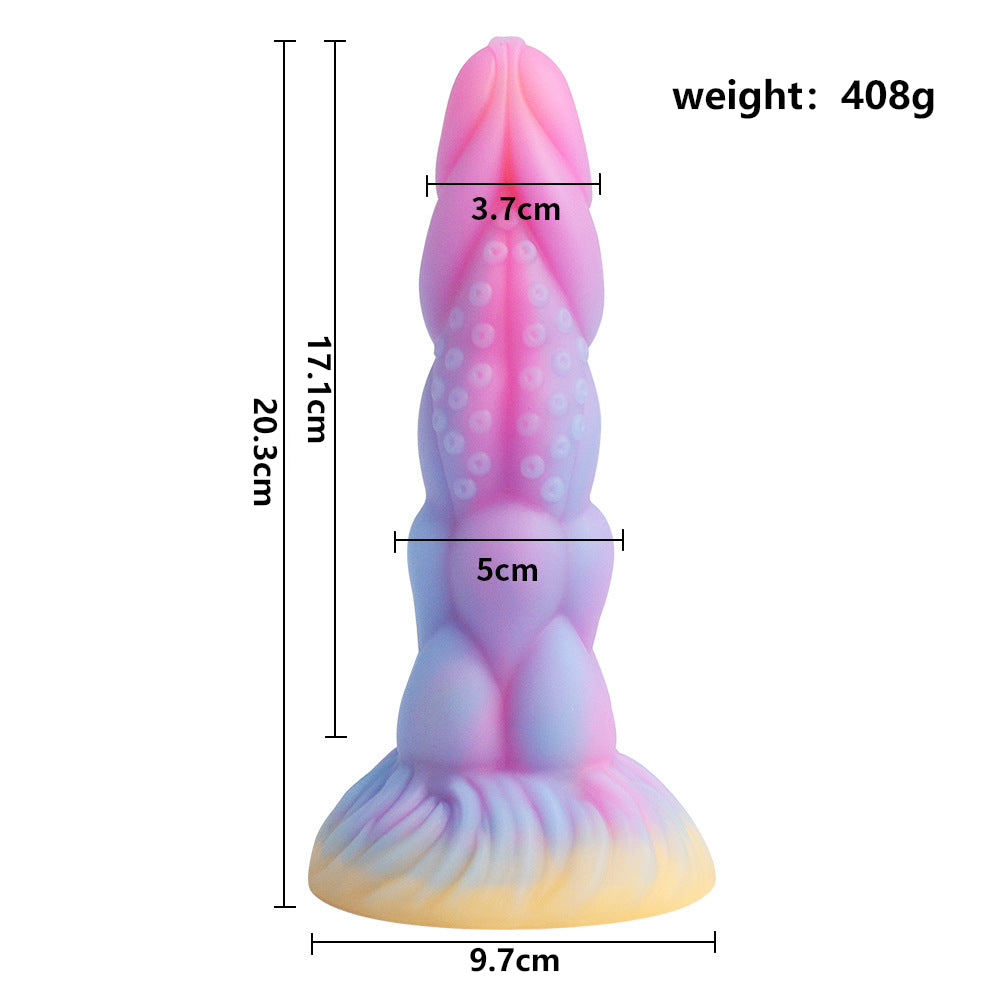 8.14'' Fantasy Monster Dildo with Multi-Texture Design & Glow-in-the-Dark Effect - Multicolor - image 2