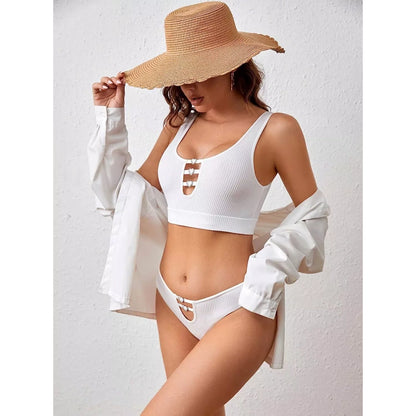 Sheer Lace Lingerie Set for Women – Deep V Teddy with G-String Panties - White - XL - image 23
