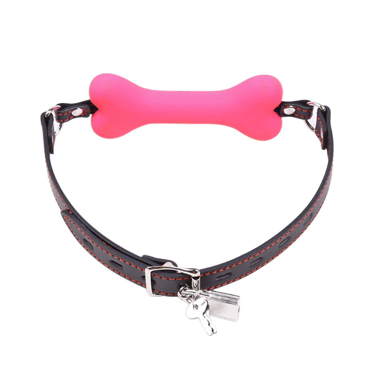 Silicone Bone SM Mouth Gag - Pink - Lock - image 4
