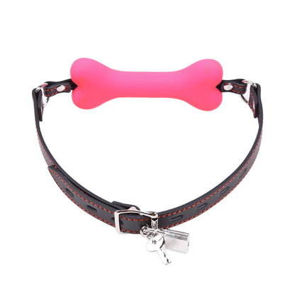 Silicone Bone SM Mouth Gag - Pink - Lock - image 4