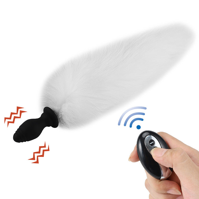 Detachable Fox Tail Vibrating Anal Plug with Remote - Pure white Vibrating - Remote Control - image 7