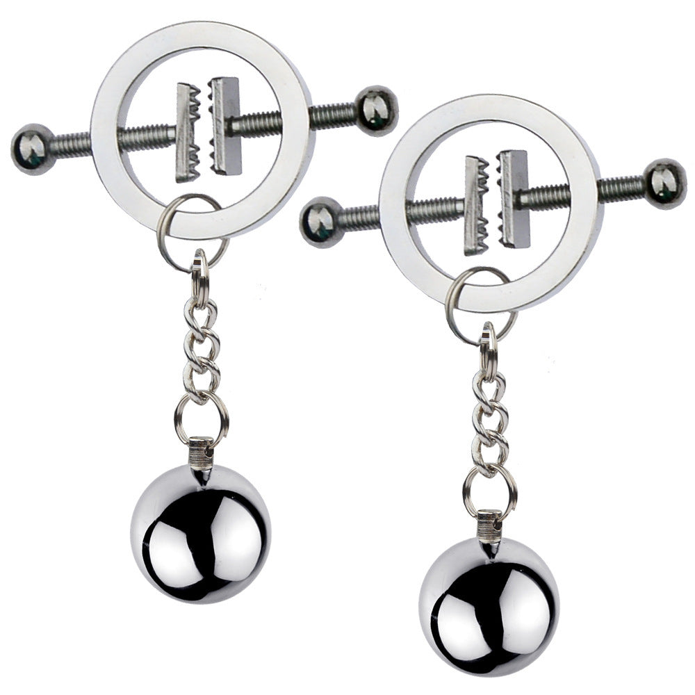 BDSM Round Chain Nipple Clamps Nipple Clips - Silver - image 0