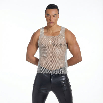 Starluxe Mesh Sparkle Top – Style H - White - 5XL - image 2