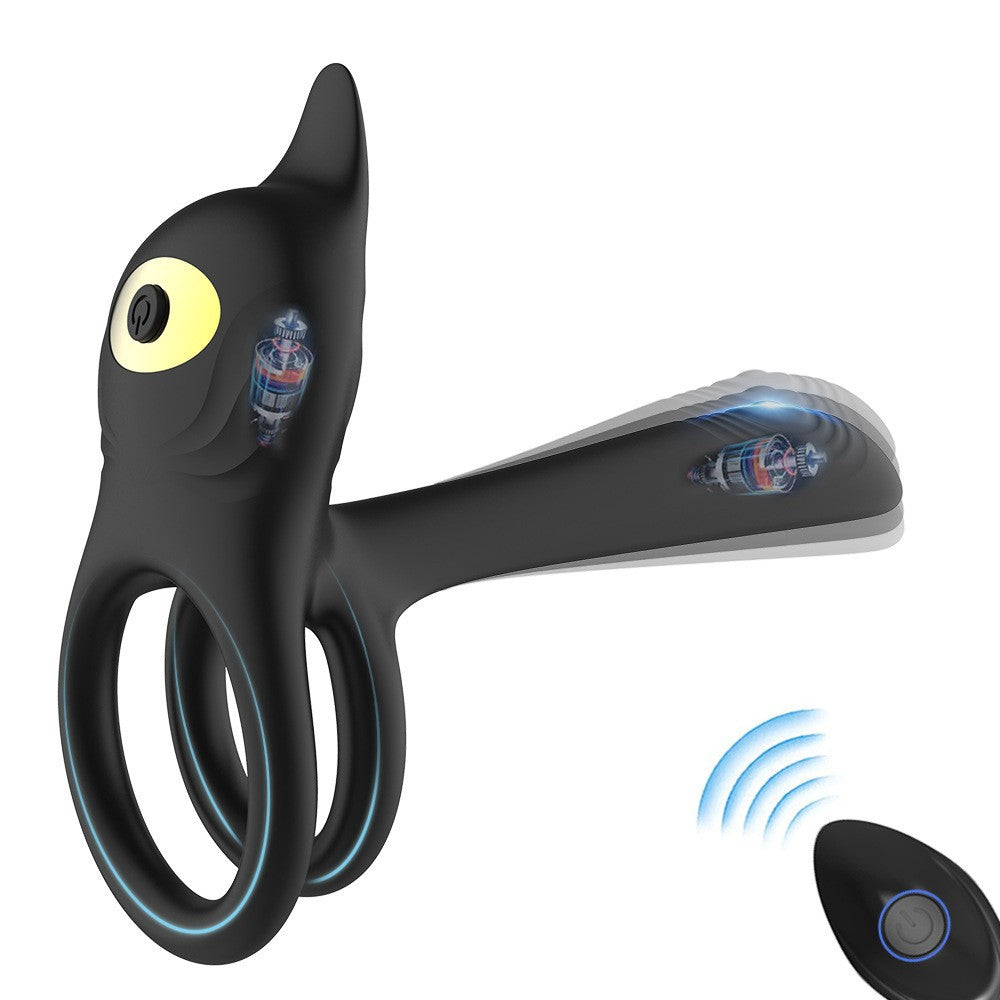 Vibrating Cock Ring Anal Plug G Spot Massager with Remote - Black - image 0