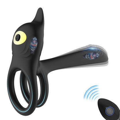 Vibrating Cock Ring Anal Plug G Spot Massager with Remote - Black - image 0