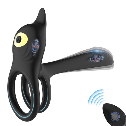 Vibrating Cock Ring Anal Plug G Spot Massager with Remote - Black - image 0