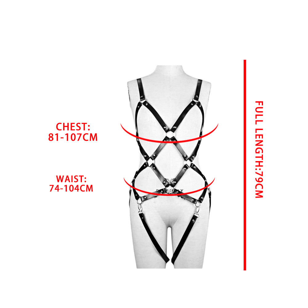 Faux Leather Body Harness Lingerie Set with Handcuffs – Adjustable Punk Garter Belt Outfit for Women, Festival & Roleplay Wear - image 8
