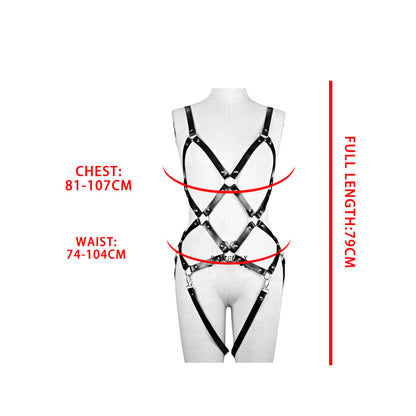 Faux Leather Body Harness Lingerie Set with Handcuffs – Adjustable Punk Garter Belt Outfit for Women, Festival & Roleplay Wear - image 8