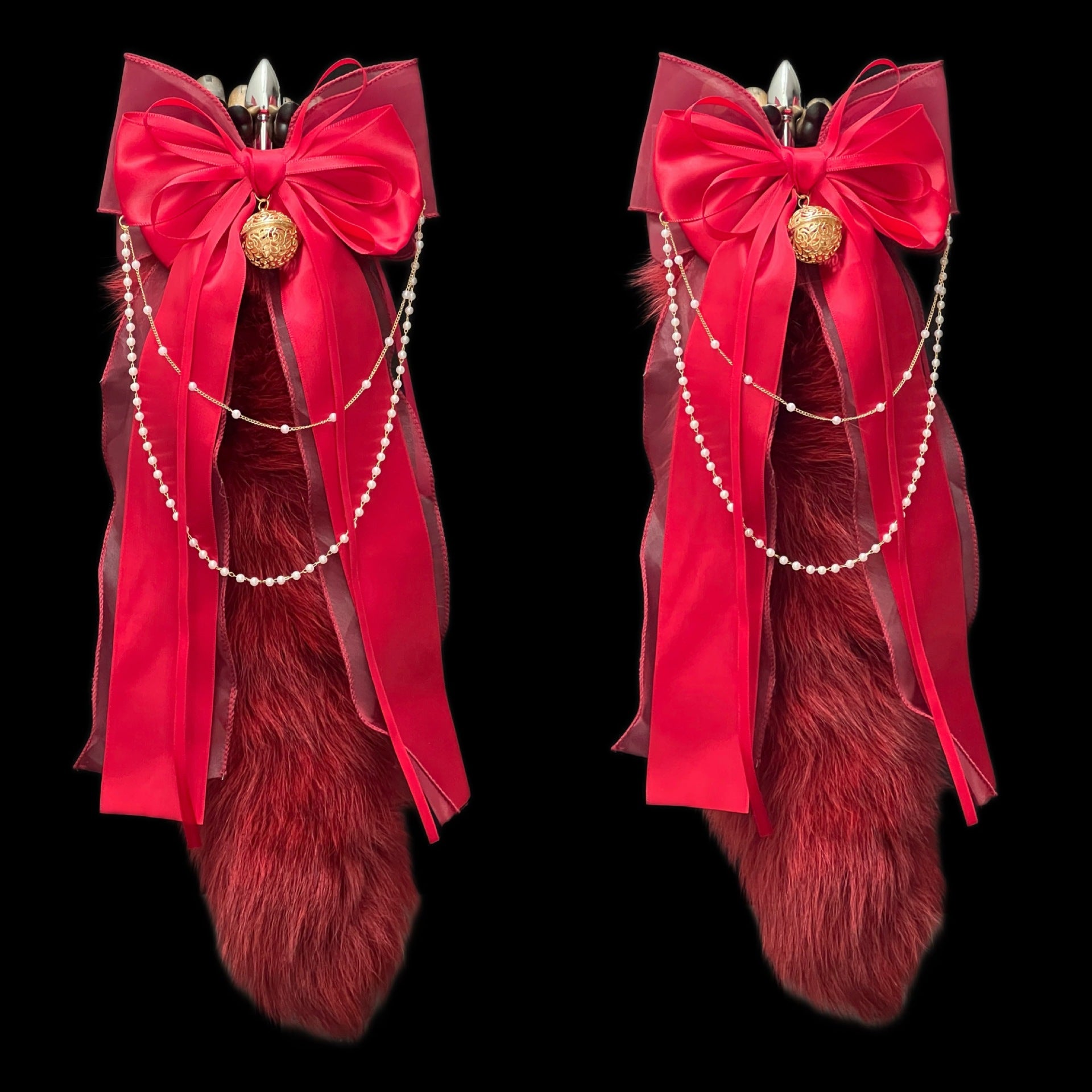Luxury Fox Tail Plug Set – 15.7" Plush Tail With Pearl Chain & Interchangeable Plug Heads - image 5