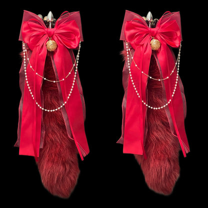 Luxury Fox Tail Plug Set – 15.7" Plush Tail With Pearl Chain & Interchangeable Plug Heads - image 5