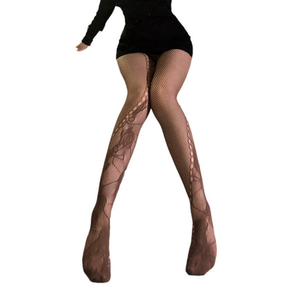 Sweet Rose Fantasy – Lace Trim Fishnet Suspender Stockings - image 6