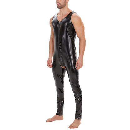 Men Shiny Leather Jumpsuit - image 4