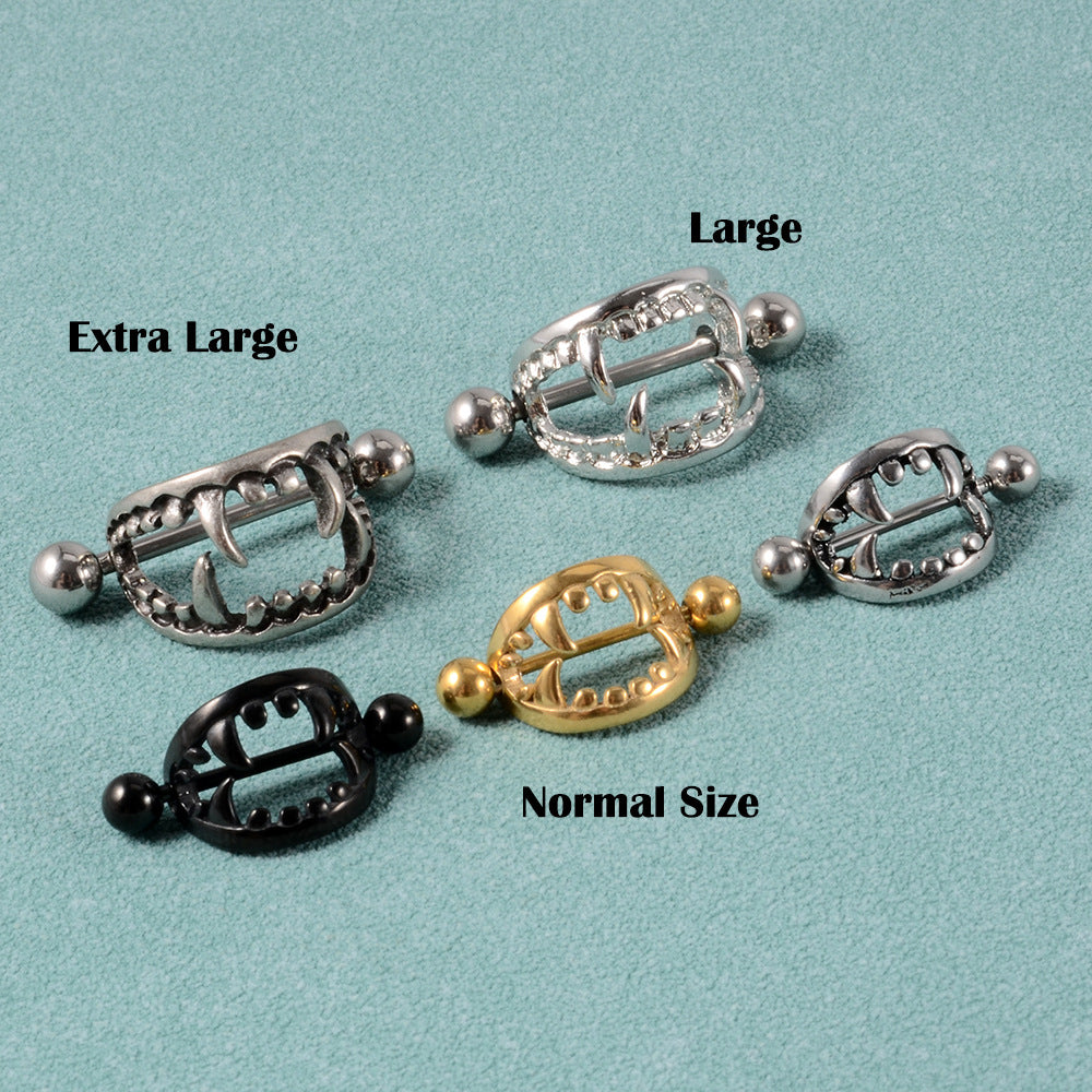 Beast Mouth Fang Nipple Piercing Jewelry Ring - image 2
