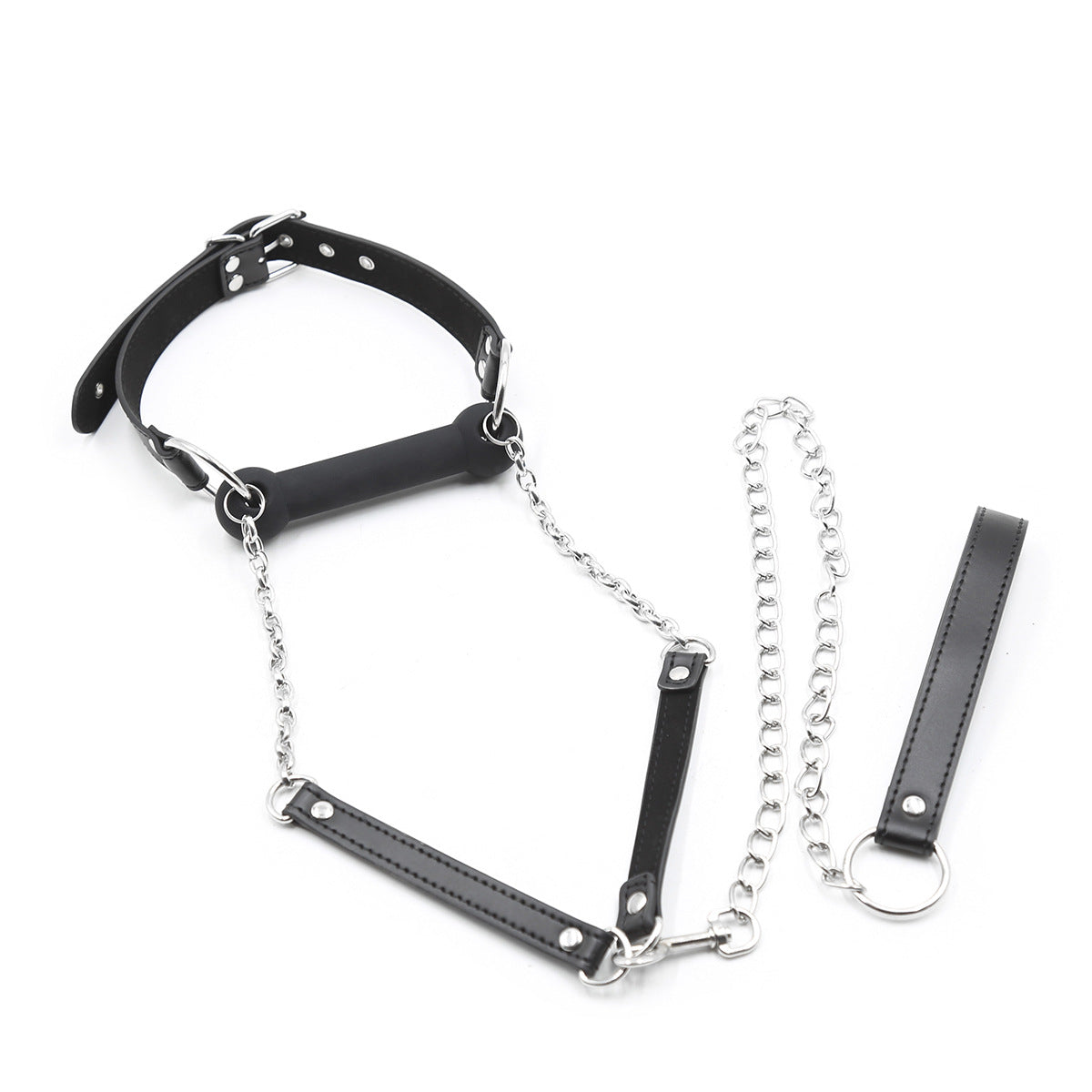 BDSM Mouth Gag With Leash - Black - image 4