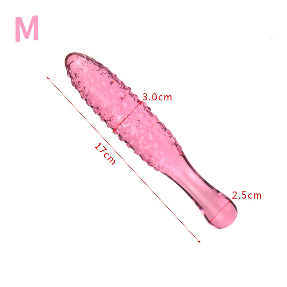 Shaped Glass Butt Plug - Pink - M - image 8