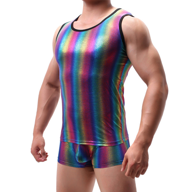Men's Shiny Rainbow Singlet  - image 2
