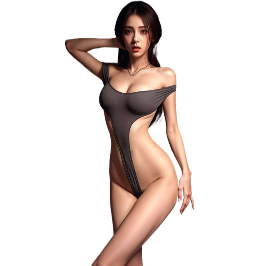 Off-Shoulder Cutout Open-Crotch Lingerie - image 0