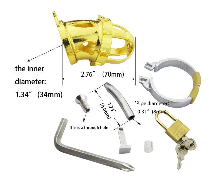 Golden Chastity Cage with Catheter Tube - image 2