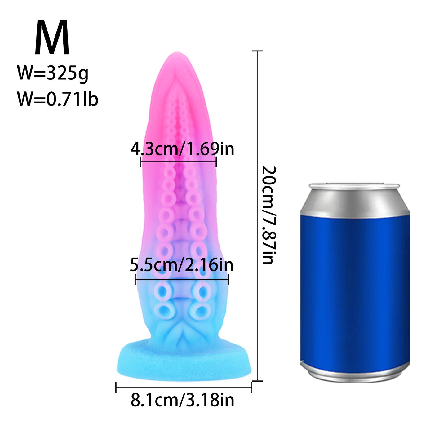 Octopus Tentacle Silicone Dildo - Blue & Pink M - image 1