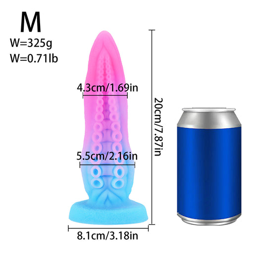 Octopus Tentacle Silicone Dildo - Blue & Pink M - image 1