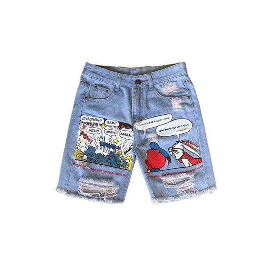 Fashion Mens Jeans Print Jean Shorts - image 0