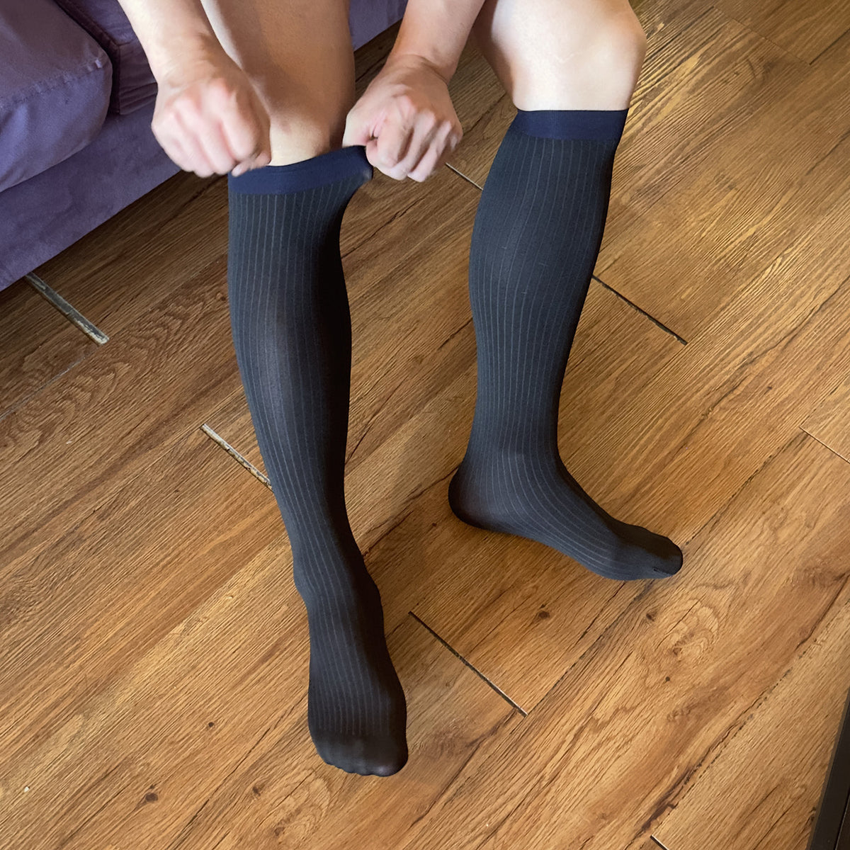 Men Business Dress Socks Tube Socks - Navy Blue - One Size - image 4