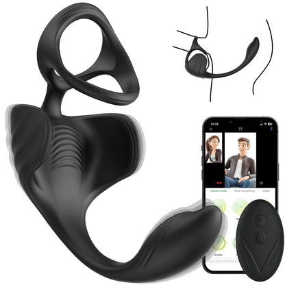 App Control Cock Ring Prostate Massager - Black - image 8