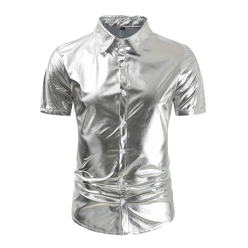 Men's Metallic Shiny Night Club Party - Silver - XXL - image 2