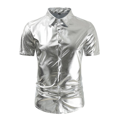 Men's Metallic Shiny Night Club Party - Silver - XXL - image 2