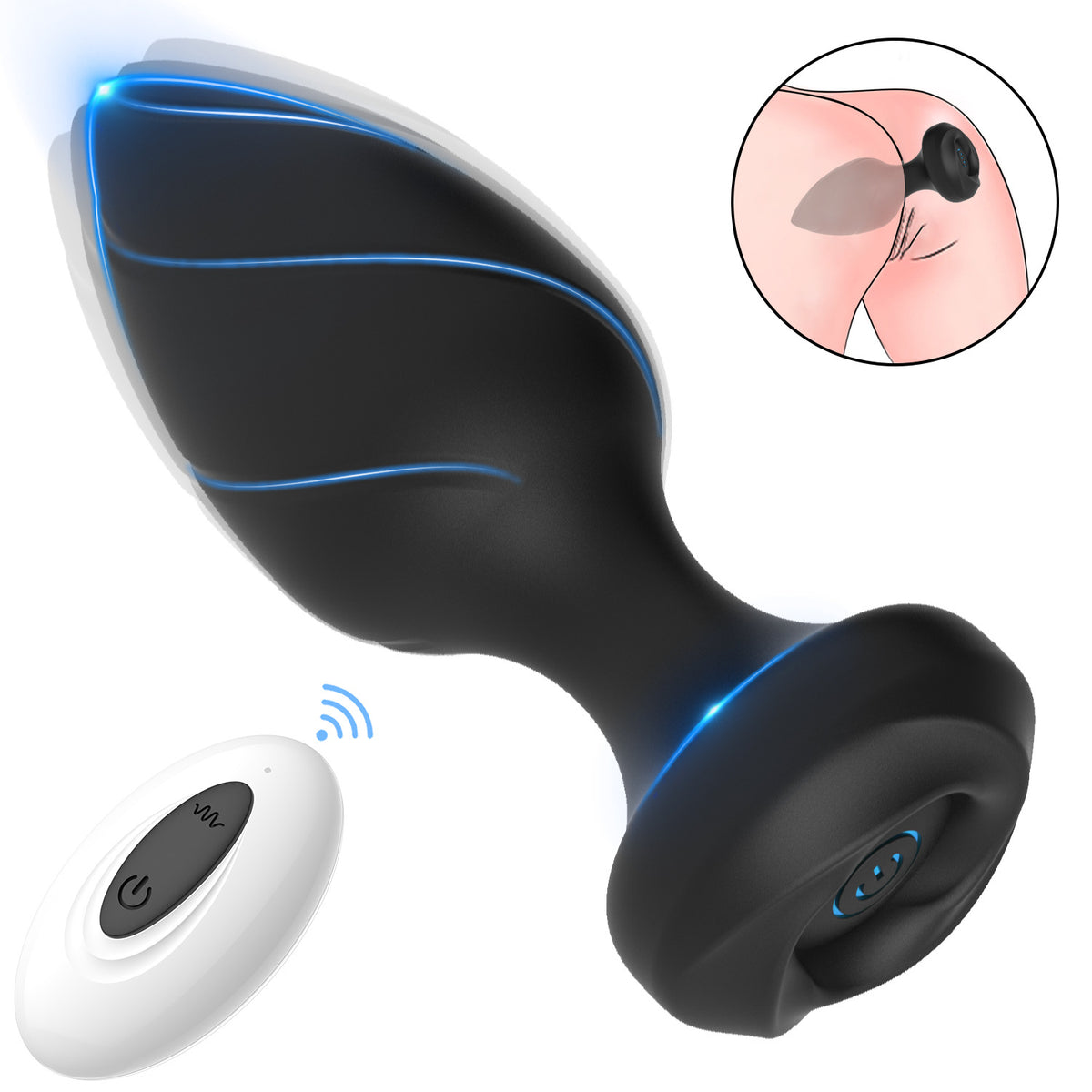 10-Speed Remote Threaded Anal Plug - Black - image 6