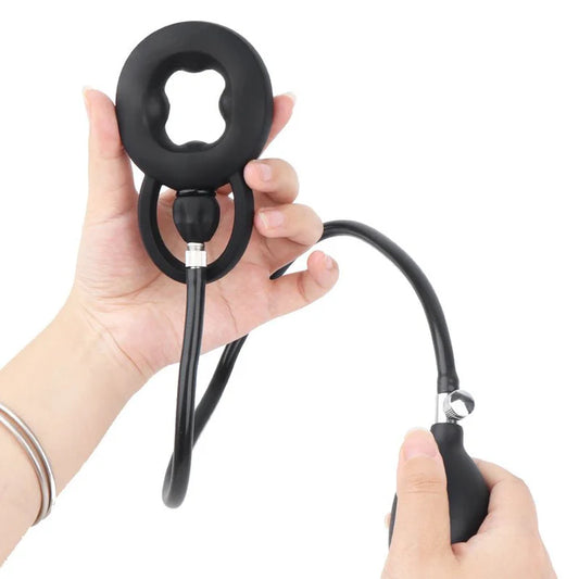 Inflatable Adjustable Silicone Cock Ring With Air Pump - image 0