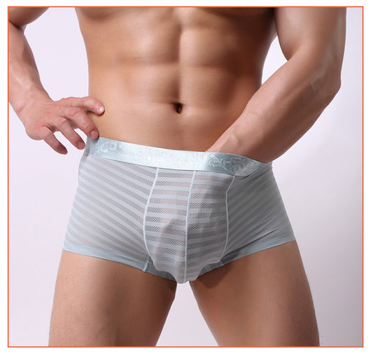Stripe Mesh Boxer Shorts Black - Light Blue - XXL - image 0