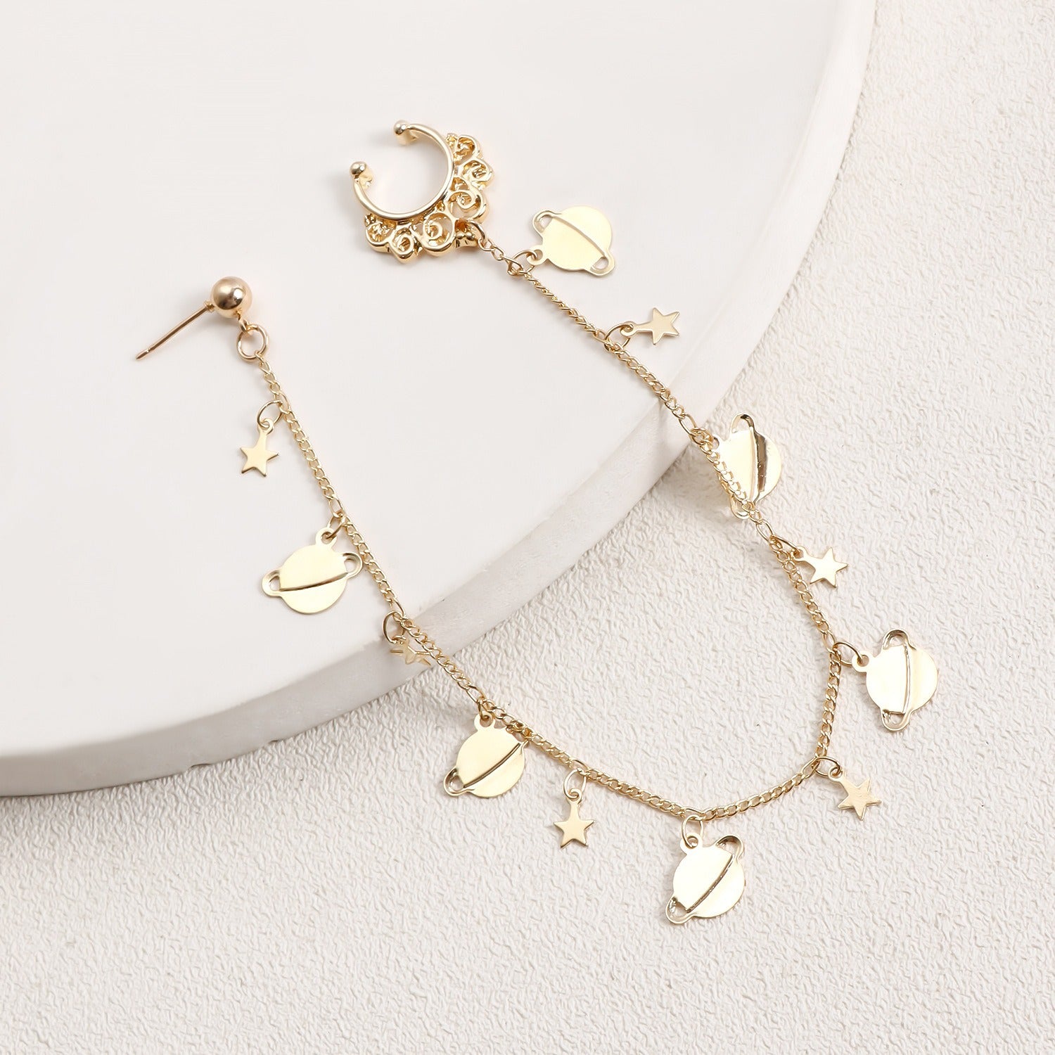 Boho Nose Chain Jewelry – Fake Septum Ring with Ear Hoop & Crystal Nose Ring - image 16