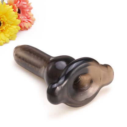 Black Cock Penis Sleeve Cock Sheath Butt Plug - Black - image 3