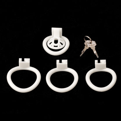 Innie/Micro/Stub Chastity Cage for Sissy Play with 3 Size Rings - A - White - Innie - image 9