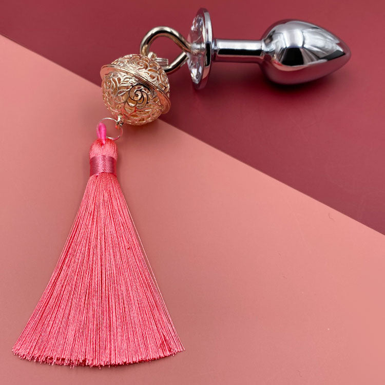 Metal Bell Anal Plug Erotic - Pink & Gold - image 8