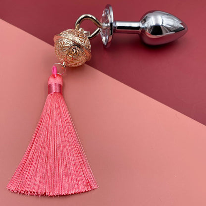 Metal Bell Anal Plug Erotic - Pink & Gold - image 8