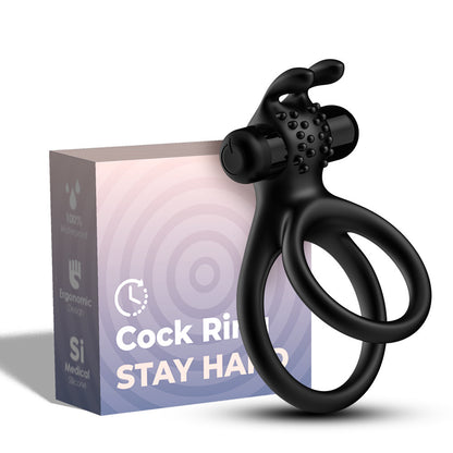 Vibrating Bunny Cock Ring - Black - image 0