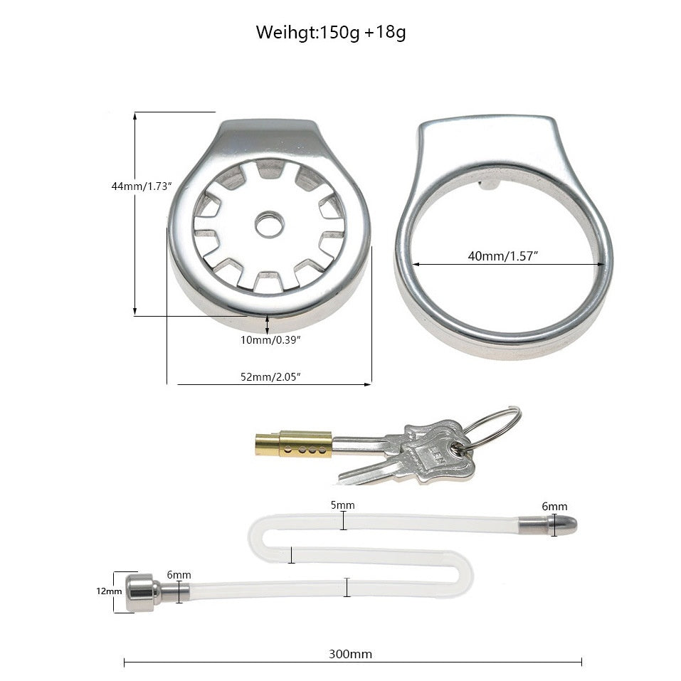 Thickened Stainless Steel Chastity Cage with 11.8-Inch Catheter – 4 Ring Sizes - A - 1.57'' - image 7