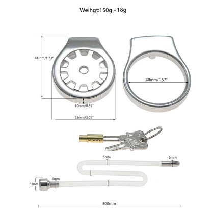 Thickened Stainless Steel Chastity Cage with 11.8-Inch Catheter – 4 Ring Sizes - A - 1.57'' - image 7
