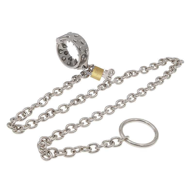 Stainless Steel Ring Testicle Ring with Spikes and Chain - image 2
