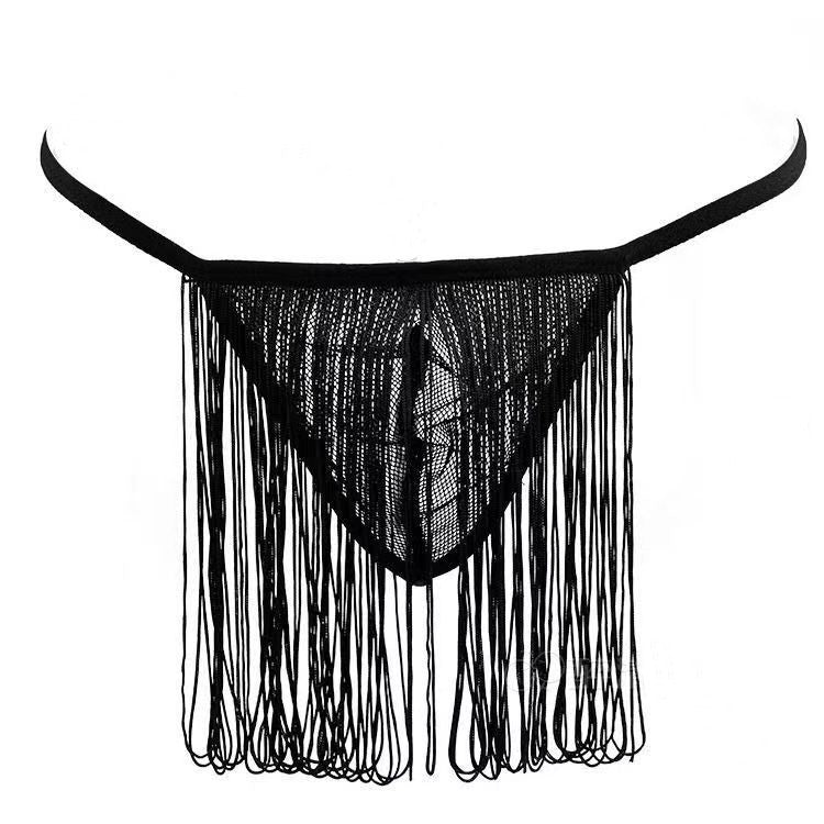 Men Tassel Thong - Black - One size fits for 40kg to 75kg - image 1