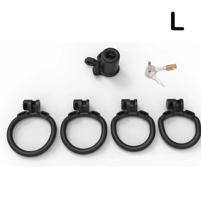 Narrow Chastity  With 4 Sizes Rings And Invisible Lock - Black - L - image 7