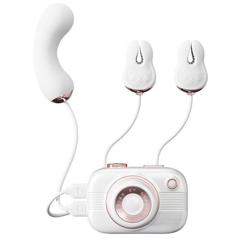Camera-Shaped Clitoral Stimulator & Nipple Vibrator - White set - image 8