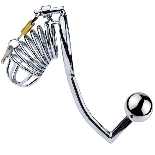 Discipline Chastity Cock Cage with Butt Plug Hook - image 0