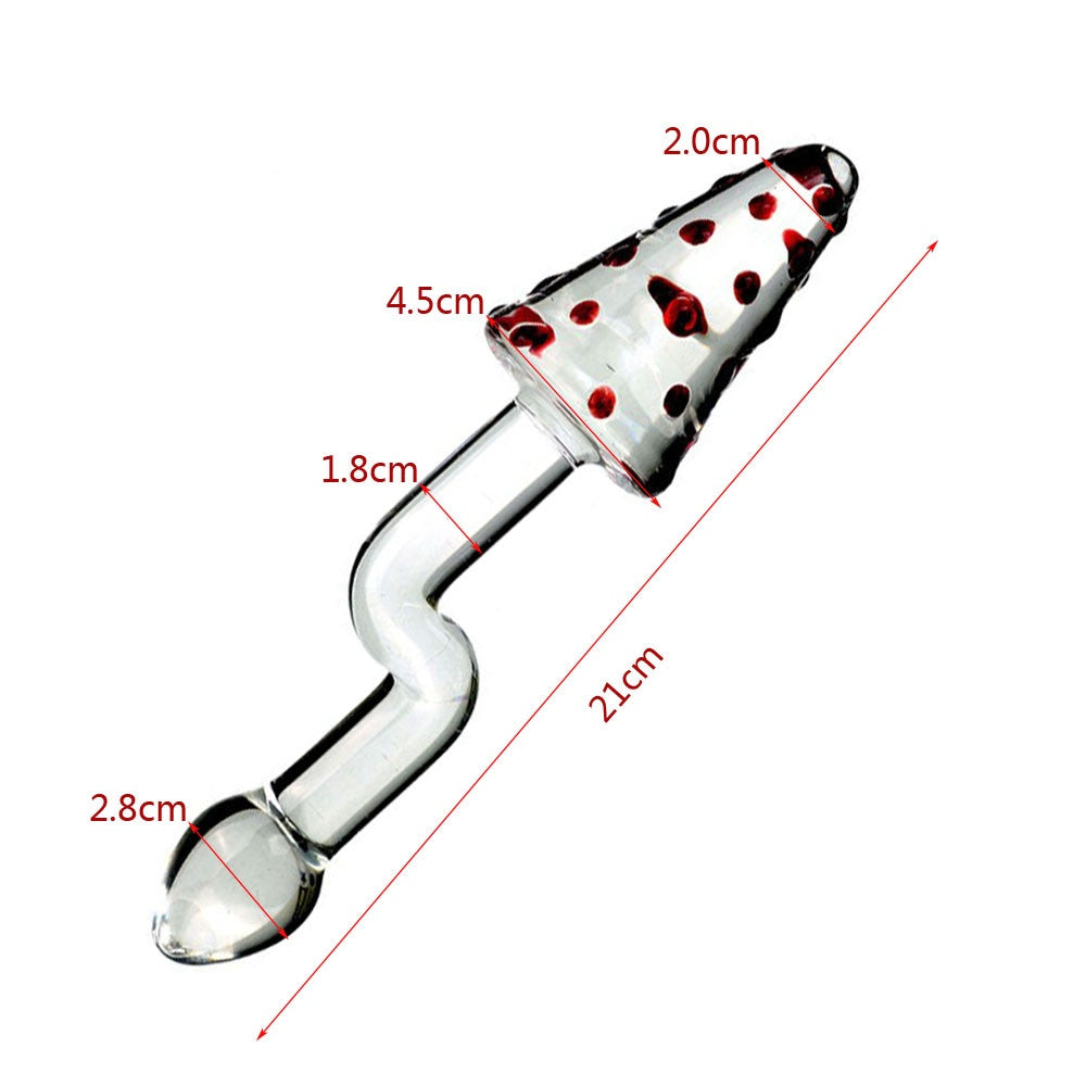 Glass Anal Plug With Crank Handle - Transparent + small embellishment - image 2