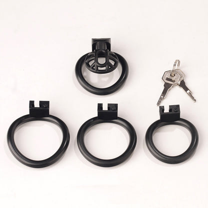 Innie/Micro/Stub Chastity Cage for Sissy Play with 3 Size Rings - A - Black - Micro - image 16