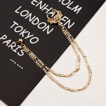 Boho Nose Chain Jewelry – Fake Septum Ring with Ear Hoop & Crystal Nose Ring - image 0